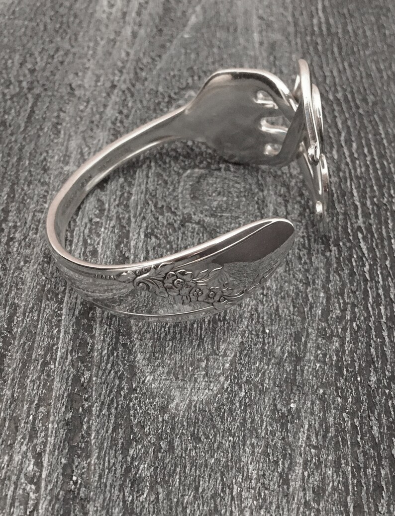 Valentine's Day Jewelry, Fork Bracelet in Heart Design 3, Heart Bracelet, Mother's Day Gift, Silver Heart Jewelry image 3