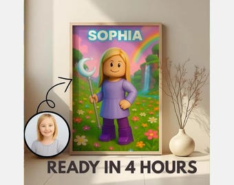 カスタム ブロック ゲーム ポートレート、パーソナライズされたゲーマー アート (デジタル ダウンロード)