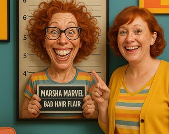 面白いマグショット風刺画、パーソナライズされた漫画肖像画（デジタルファイル）