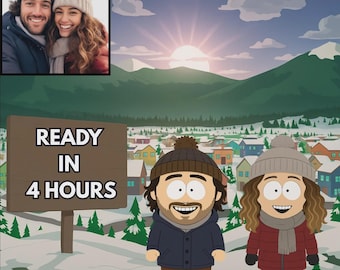 カスタムサウススタイルの漫画ポートレート、パーソナライズされたデジタルアート（デジタルダウンロード）