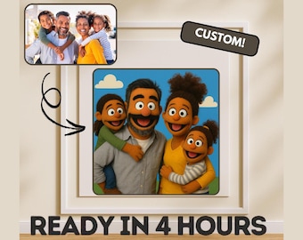 マペットスタイルの家族ポートレート、写真からパペットアートを作成（デジタルダウンロード）