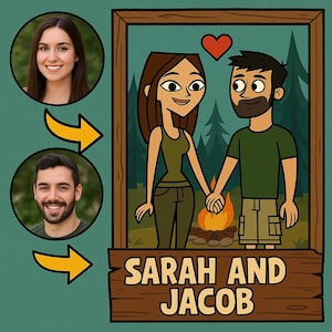 Retrato personalizado de Total Drama Island, dibujo animado a partir de una foto, arte personalizado de TDI, regalo divertido para fans, foto de perfil digital, avatar animado