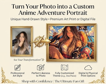 写真からカスタムアニメポートレート、パーソナライズアニメアート、カップルファミリーペットの描画（デジタルダウンロード）