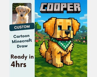 カスタム Minecraft ペット ポートレート、パーソナライズされたピクセル アート (デジタル イラスト)