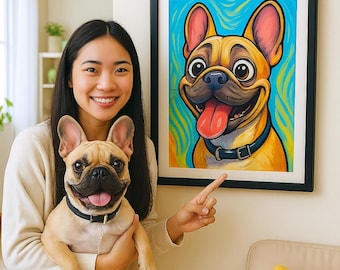 カスタムペット似顔絵、レトロコミックブックカバー（デジタルダウンロード）