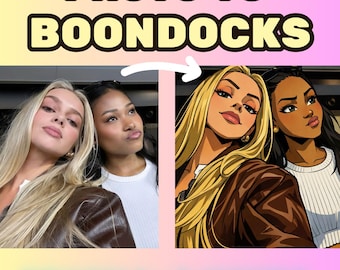 カスタム Boondocks キャラクター ポートレート、漫画アバター (デジタル ダウンロード)