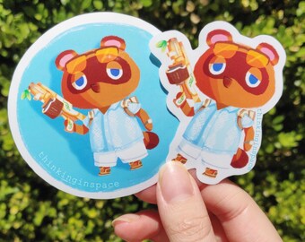 Animal Crossing x Overwatch Aufkleber | Tom Nook als Baptiste Meme Vinyl Aufkleber