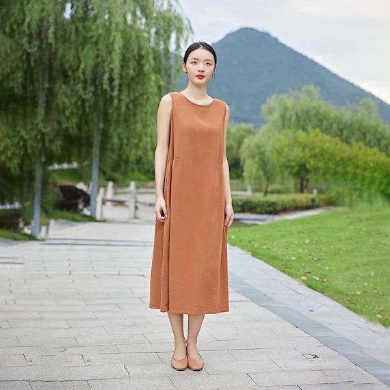 lightweight cotton summer dresses for women ROVE Cotton Tiered Dress neckline and ruffled hem Summer Cotton Dress Casual Loose