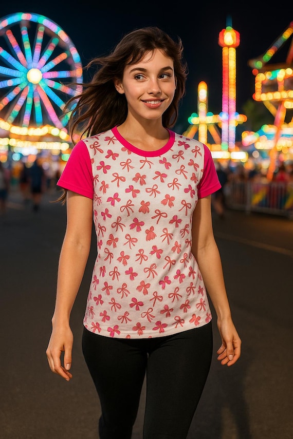 Women's Pink Ribbon T-shirt – Soft Stretch Crew Neck – Modern Graphic Shirt – Sale + Free Shipping
