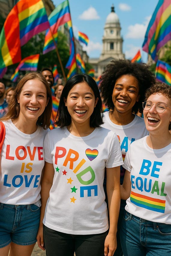 Pride Slogan Women's T-Shirt – Celebrate Love & Equality – LGBTQ+ Support Tee for Pride Events | Buy 2+ Get 20% Off + Free Shipping