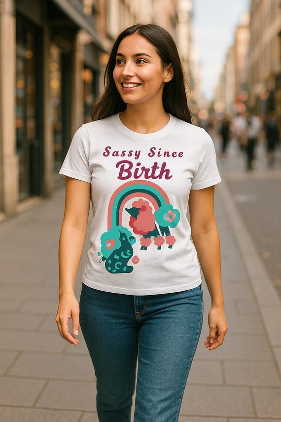 Sassy Since Birth T-Shirt – Queen Dog Logo | Bold Women’s Graphic Tee | Fun Attitude Shirt | 20% OFF 2+ & Free Delivery