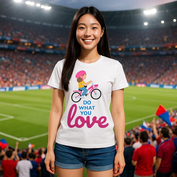 Do What You Love Women's T-Shirt – Bicycle Girl Icon Graphic | Inspirational Tee for Active Living | 20% Off on 2+ | Free Shipping