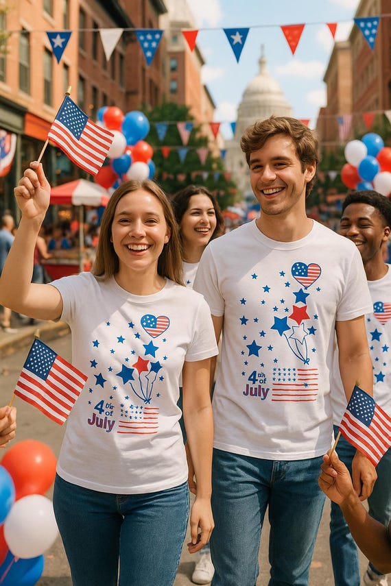 4th of July Women's T-Shirt – USA Independence Day Design – Patriotic Tee for Celebrations | Buy 2+ Get 20% Off + Free Shipping