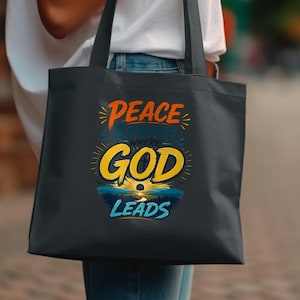 Bolso de mano "La paz comienza donde Dios guía", regalo cristiano para ella, bolso de hombro con versículo bíblico religioso.