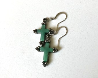 Cross Earrings Gemstone Earrings Turquoise Jewellery Handmade Gift for Her