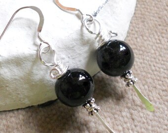 Black Onyx Handcrafted Earrings on Sterling Silver