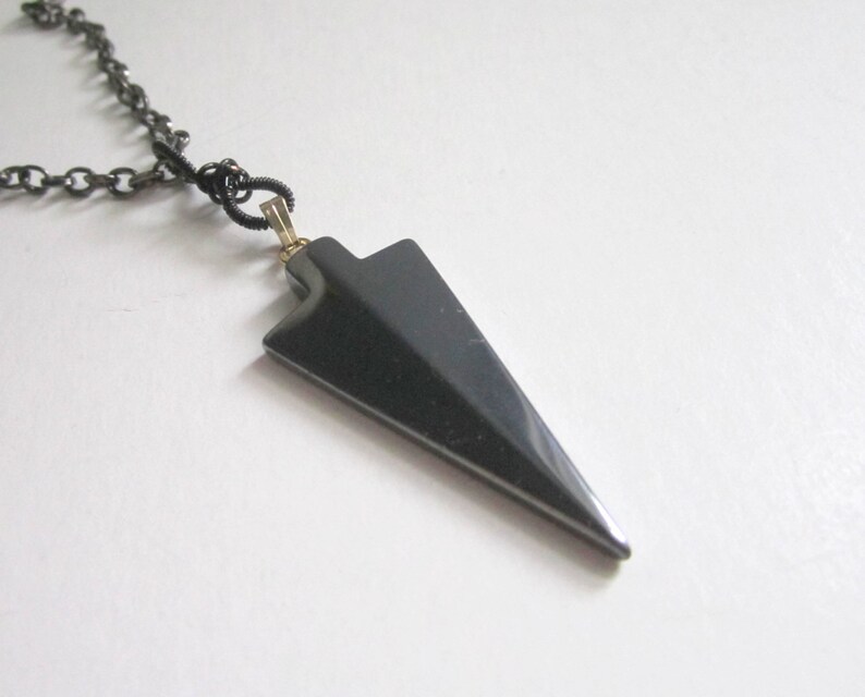 Mens Hematite Necklace Arrowhead Pendant Necklace Jewellery Etsy