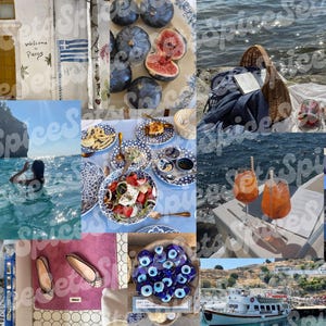 Grecia Santorini Ocean Life Moodboard Macbook Ipad Screensaver / Vision Board / Sfondi Pinterest di tendenza estetici