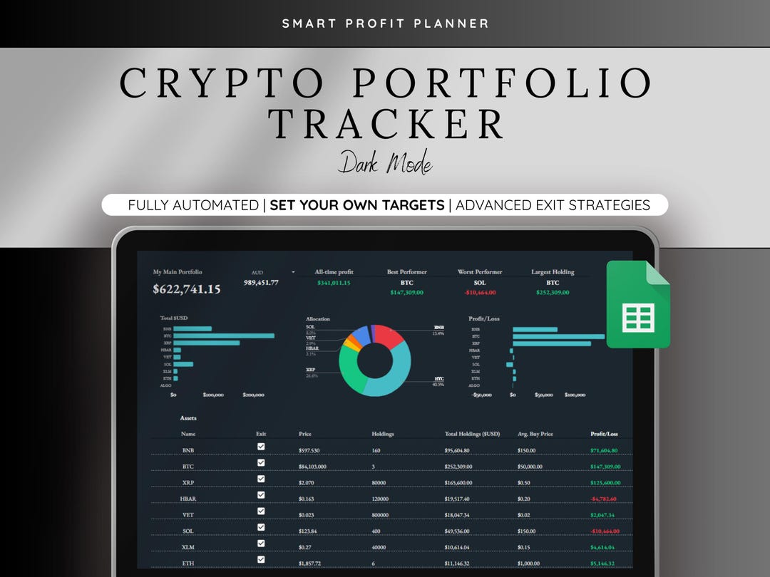 Crypto Portfolio Tracker Spreadsheet | Exit Planner Google Sheet ...