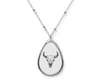 ovale tête de mort Longhorn | Pendentif western crâne de vache