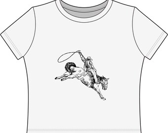 T-shirt bébé Cowboy Riding Bronc pour femme | Chemise de rodéo western