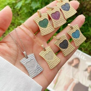 6pcs New Exquisite Heart Pendant Jewelry Accessories,18k Gold Plated  Pave Colorful Zircon Heart Shape Pendant,For DIY Jewelry,Gift for her
