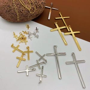 5pcs Minimalist Gold Cross Charms,18K Gold Plating Cross Pendant,Religious Charm,DIY Jewelry Making Supply