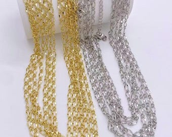 10Pcs,Gold Chain with Lobster Clasp,18K Gold Plated Finished Necklace Chain,Dainty Gold Necklace Chain,Ready To Wear Necklace