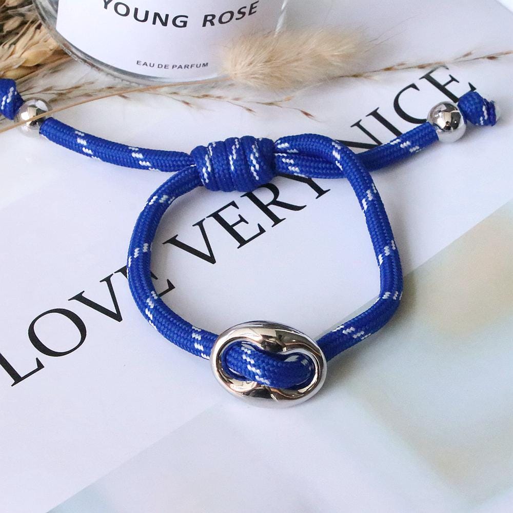 1pcs Silver Color Pig Nose Bracelet,adjustable Woven Knotty