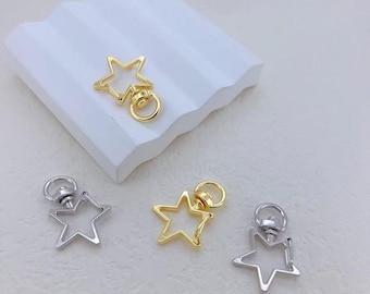 10pc Gold Star Lobster Clasp Beautiful Swivel Snap Hook 34mm Push