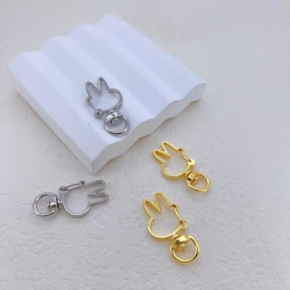 2pcs Bunny Clasp Key Chain,18k Gold Rabbit Bunny Shape Swivel