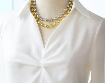 5pcs 18k Gold Plated Round Beads Chain Necklace 10mm, 8mm, 6mm,4mm, 3mm ,Available in gold and silver