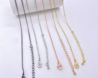 10pcs Silver Round Cable Chain Necklace,Cable Chain Necklace,18K Gold Plated Cable Necklace,With Extend Chain