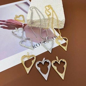 3pcs Heart Mickey Mouse Pendant,Mickey Pendant,18K Gold Plating Zircon Hollow Heart Pendant,DIY Jewelry Making Supply