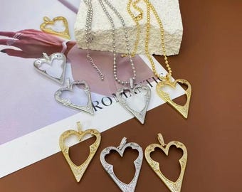 3pcs Heart Mickey Mouse Pendant,Mickey Pendant,18K Gold Plating Zircon Hollow Heart Pendant,DIY Jewelry Making Supply