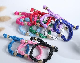 1pcs Gold Plated Star Charm Adjustable Colorful Woven Knotty Bracelets,Personalized Jewelry