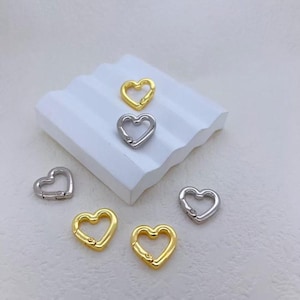 2pcs Heart Push Gate Clasp,18K Gold,Spring Gate Clasp, Jewelry Fastener Clasp,Bracelet Clasp,Necklace Clasp,Available in Gold, Silver