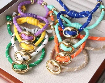 1pcs Gold Plated Pig Nose Bracelet,adjustable Colorful Woven