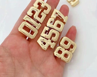 5pcs 18K Gold Plated Balloon Number Beads 0–9，Gold Puffy Number Charms，Number Beads for DIY Bracelets & Necklaces