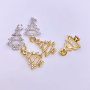 5pcs 18K Gold Plated Christmas Tree Pendant,Zircon Christmas Tree Charm,Christmas Charms,DIY christmas Gift Ideas,Jewelry Making Supply