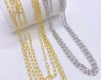 10 collares de cadena con clip de oro de 18 quilates, delicados eslabones, para usar en capas, para uso diario, para mujer, regalo para ella.