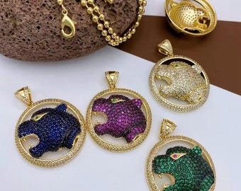 3pcs Gold Leopard Head Pendant,18K Gold Animal Pendant,Zircon Leopard Pendant,DIY Jewelry Making Accessories