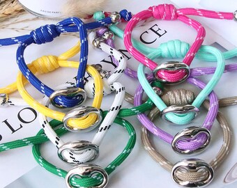 1pcs Silver Color Pig Nose Bracelet,adjustable Woven Knotty