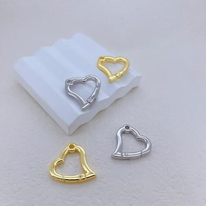 2pcs Heart Push Clasp,Hinged Ring Clasp,Heart Bracelet Necklace End Connectors Clasp,Spring Clasps,18K Gold Plated,DIY Jewelry Making