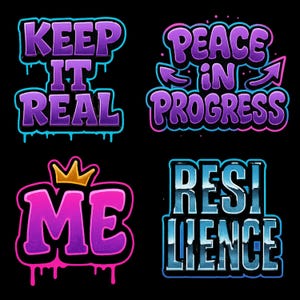 Graffiti Quote Stickers: Motivational Wall Art & Laptop Decor (Digital Download)