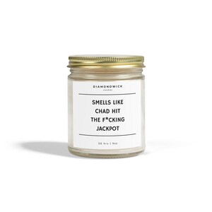 New Relationship Gift, Personal Candle, Smells Like Custom Name Hit The F*cking Jackpot, Gag Gift For Him, Adult Humor, Congratulations Gift image 5