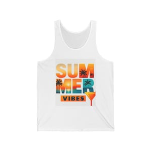 Summer Vibes Tank Top, Men&#39;s Tropical Beach Sleeveless Shirt, Unisex Vacation Muscle Tee, Palm Tree Graphic Tee, Ocean Summer Tank, Surfing