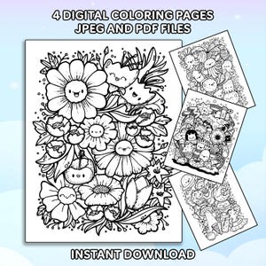 Kawaii Doodle Coloring Pages - Cute and Cozy Printable Art - Ocean, Outer Space, Flowers, and Fun Doodle Themes