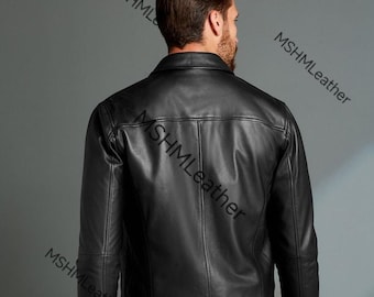 Black Leather Motorcycle Jacket, Handmade Steampunk Style