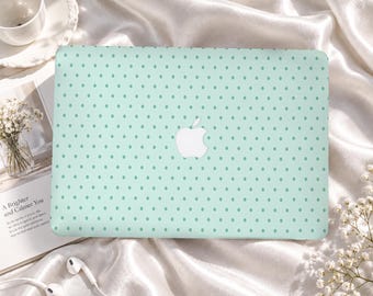 Mint Tiny Polka Dots Custom MacBook Case for Air M1 M2 M3 M4 M5, Pro 13-16, Neo A18, Slim Protective Laptop Cover, Gift for College Students